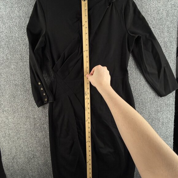 Giorgio Armani Asymmetric Keyhole Midi Dress Italy Black Size 44 (8 US) $1400 - Picture 9 of 16